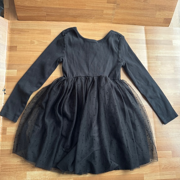 Gap black, long sleeve Lacey meshy holiday fancy girls dress size 6/7 - Picture 2 of 9
